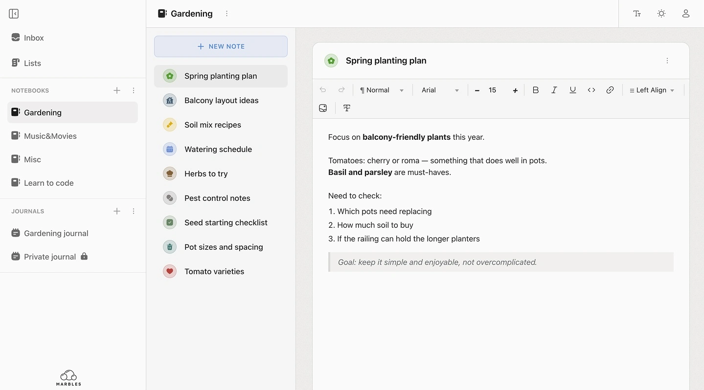 Marbles App Screenshot